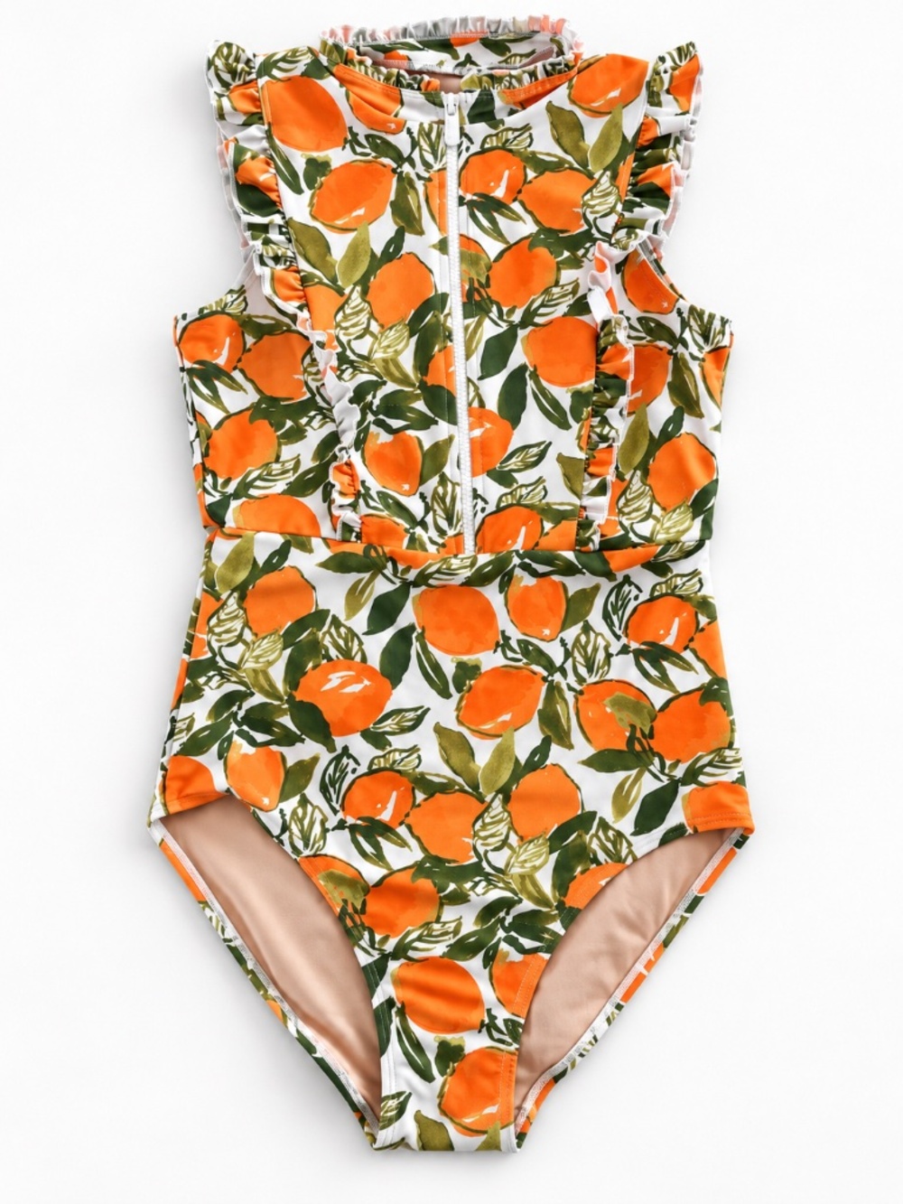 Mott50 Bella L’Orangerie Orange Ruffle One Piece Swimsuit S UPF 50